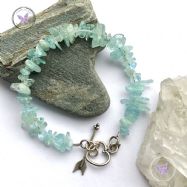 Aquamarine Chip Bracelet With Silver Toggle Heart Clasp